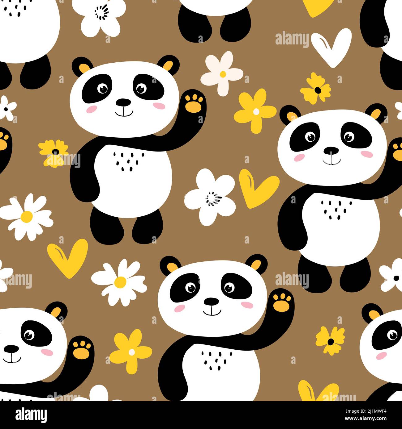 Seamless pattern with cute panda baby on color background. Funny asian  animals. Card, postcards for kids. Flat vector illustration for fabric,  textile Stock Vector Image & Art - Alamy