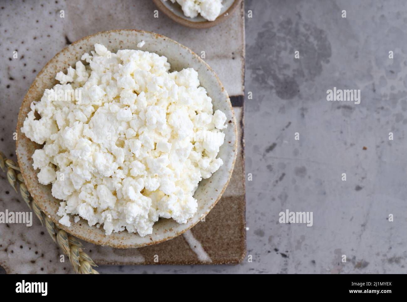 organic dairy products natural cottage cheese Stock Photo - Alamy