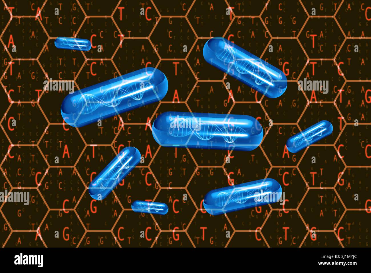 pills of DNA, concept for DNA-based supplements Stock Photo
