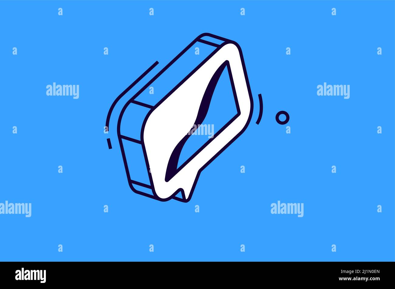 Isometric graph icon isolated on blue background, growing diagram in speech bubble design element for business infographics, symbol of wealth growth, Stock Vector