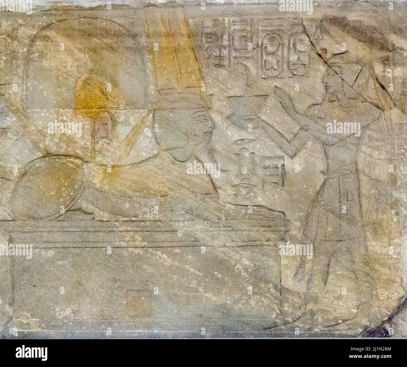 Cairo, Egyptian Museum, Amenhotep I censing a sphinx of Amon, Hathor temple in Deir el Medineh. Stock Photo