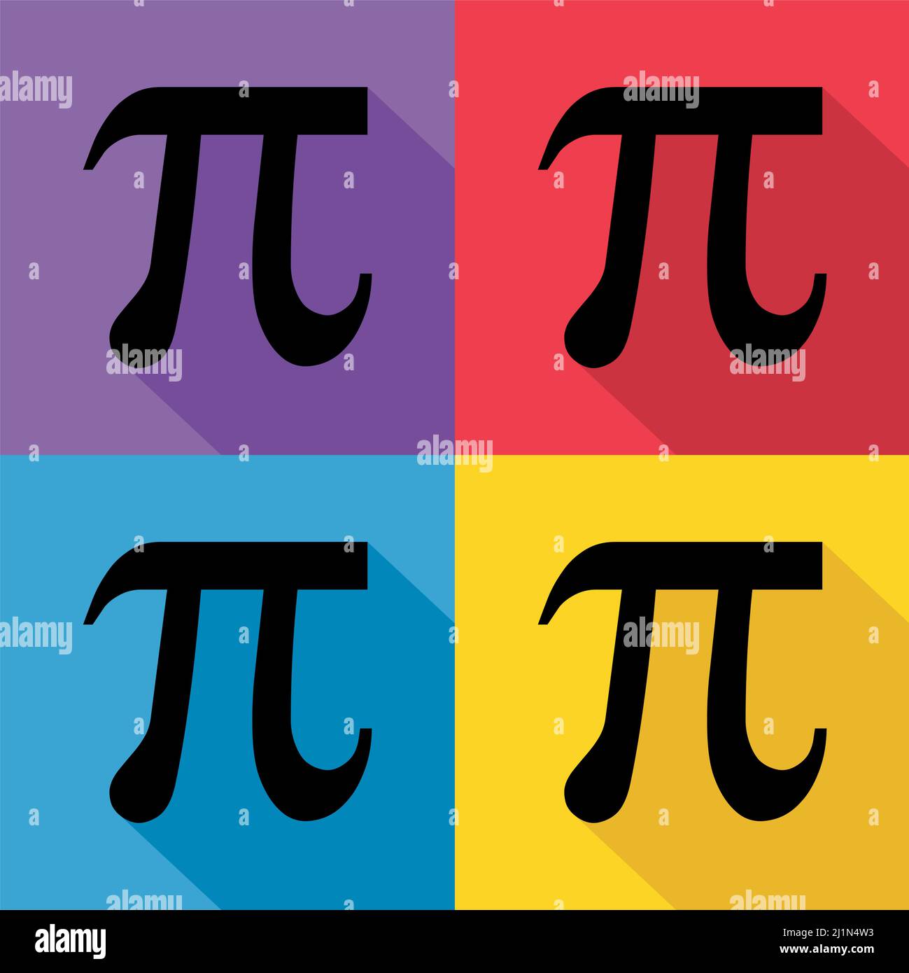 Set of Pi mathematical symbol, geometry formula icon, education vector