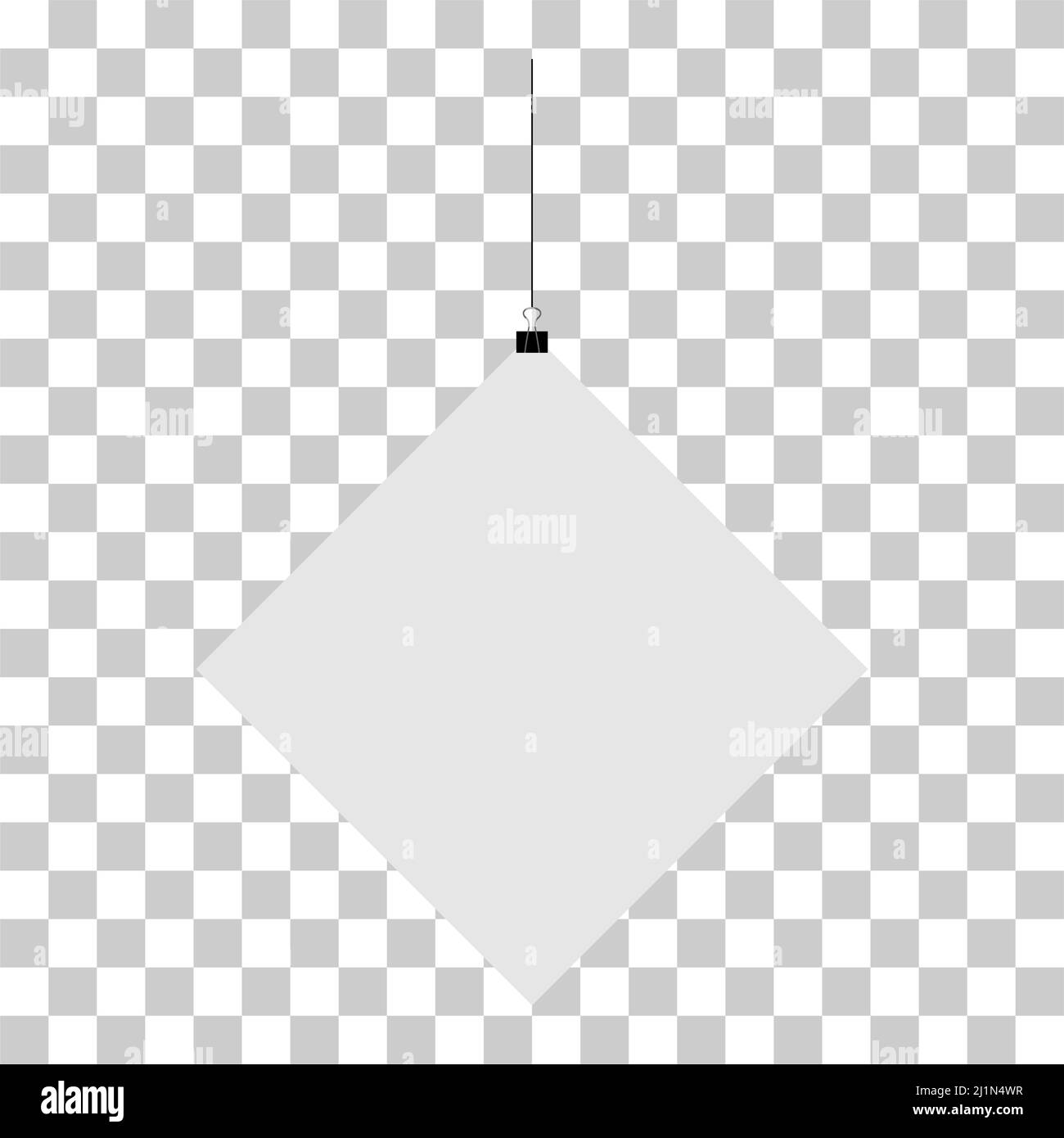 Poster mockup hanging paper, blank clip page background, template sheet