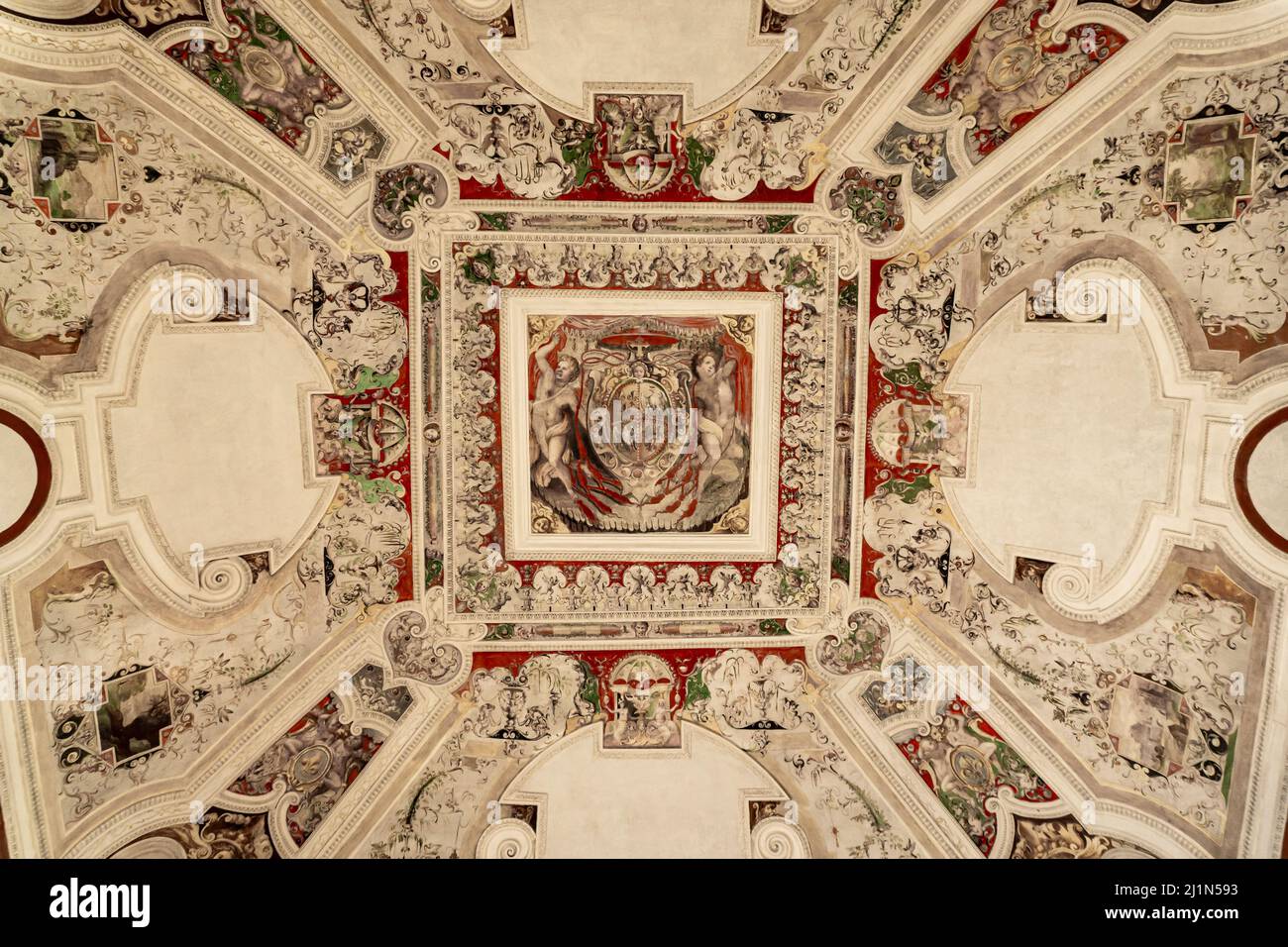 TIVOLI, ITALY - SEPTEMBER 23, 2018: Villa d'Este interior at Tivoli, Italy. This 16th century villa in Tivoli is listed as a UNESCO world heritage sit Stock Photo