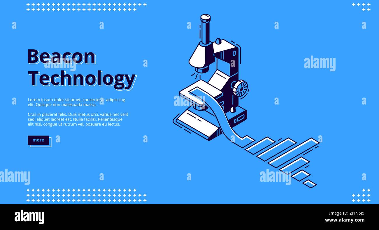 Beacon technology isometric landing page. Microscope research column