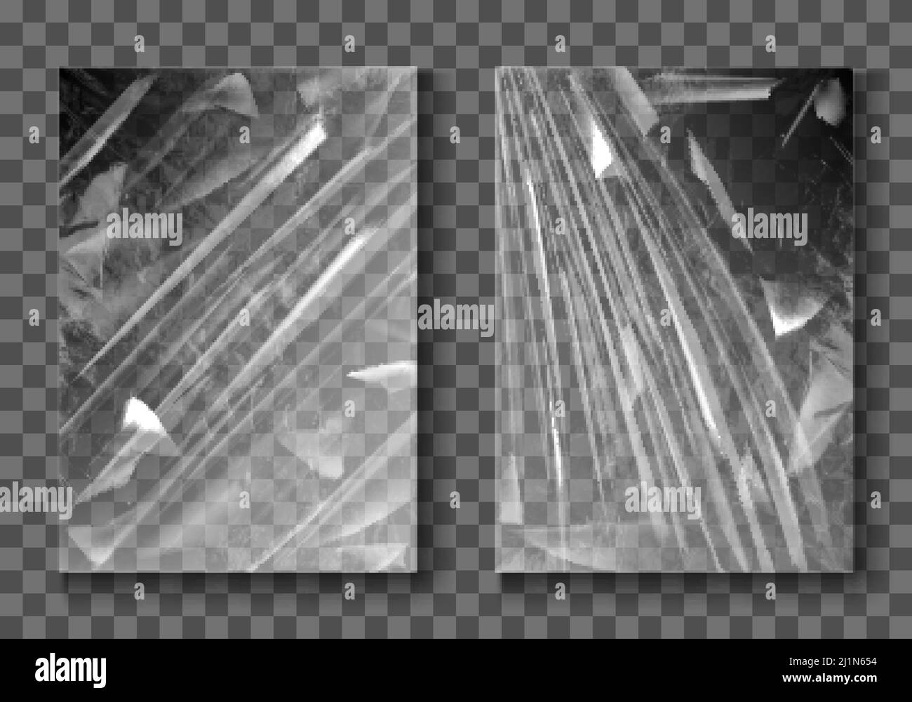 Plastic film, transparent cellophane stretch wrap, realistic crumpled