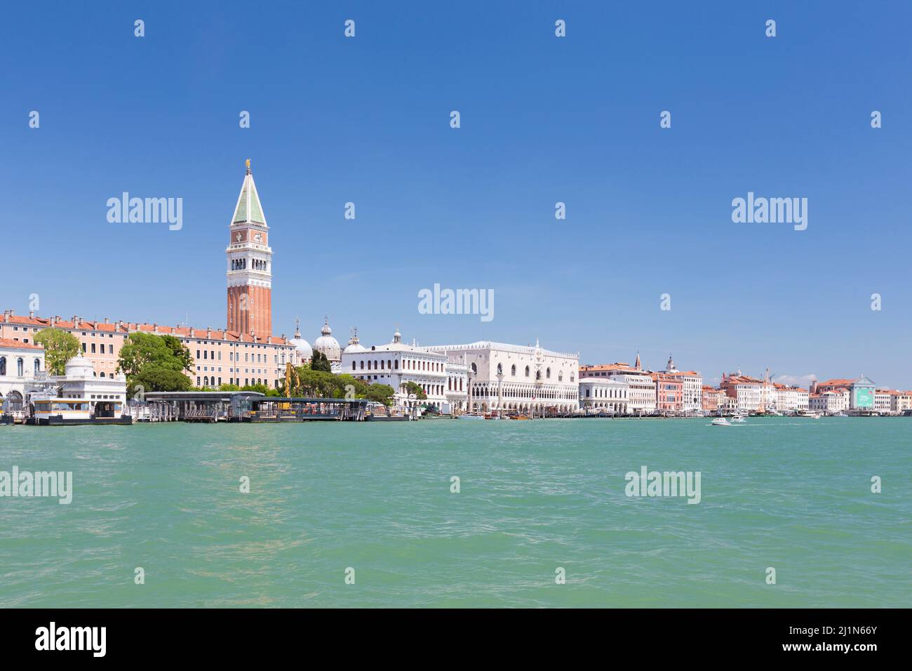 View to the Doge's Palace, Palazzo Ducale and Campanile, Venice,  Italy Stock Photo