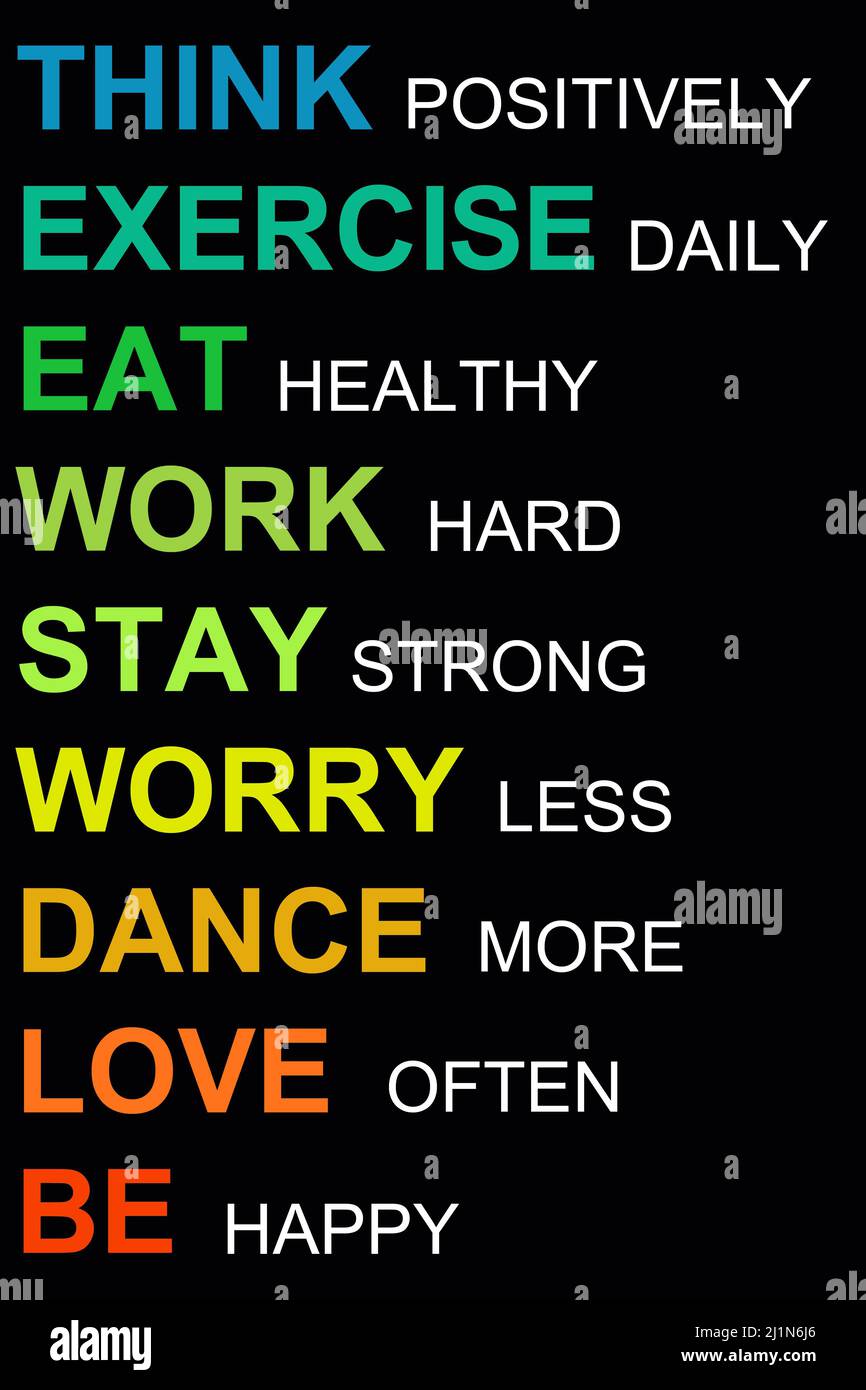 Think positive exercise eat hi-res stock photography and images - Alamy