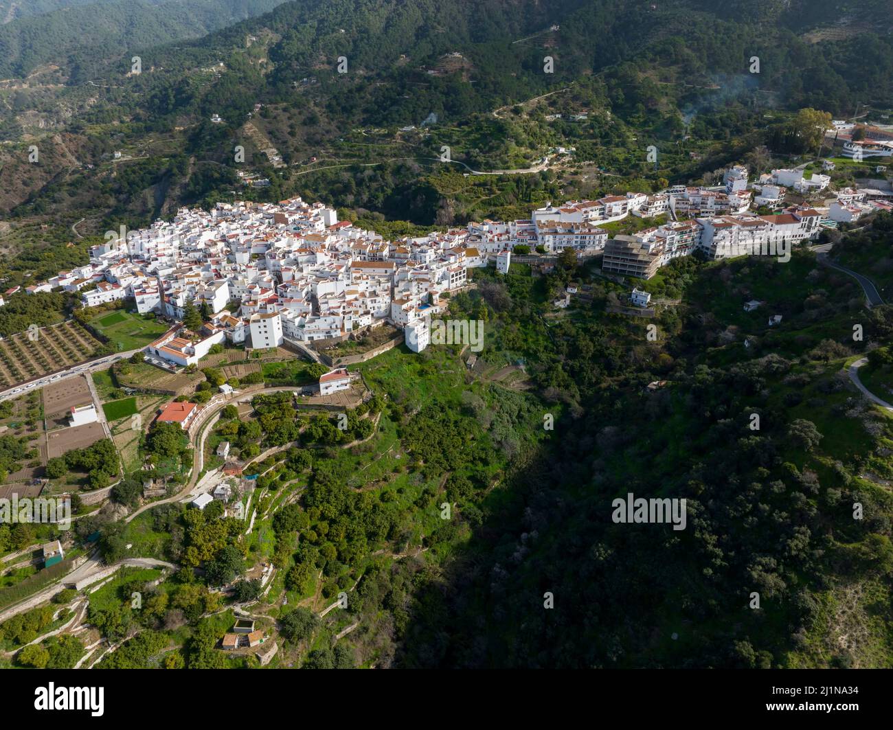 aerial view of the municipality of Istan in the province of Malaga, Spain. Stock Photo