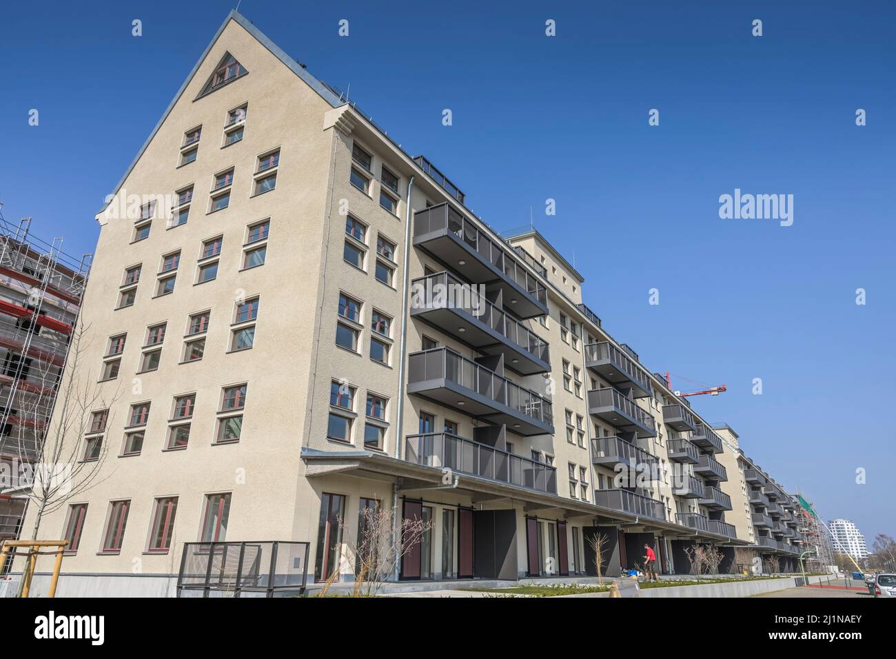 Umbau von Speicherhäusern zu Eigentumswohnungen, Buwog Speicherballett, Parkstraße, Hakenfelde, Spandau, Berlin, Deutschland Stock Photo