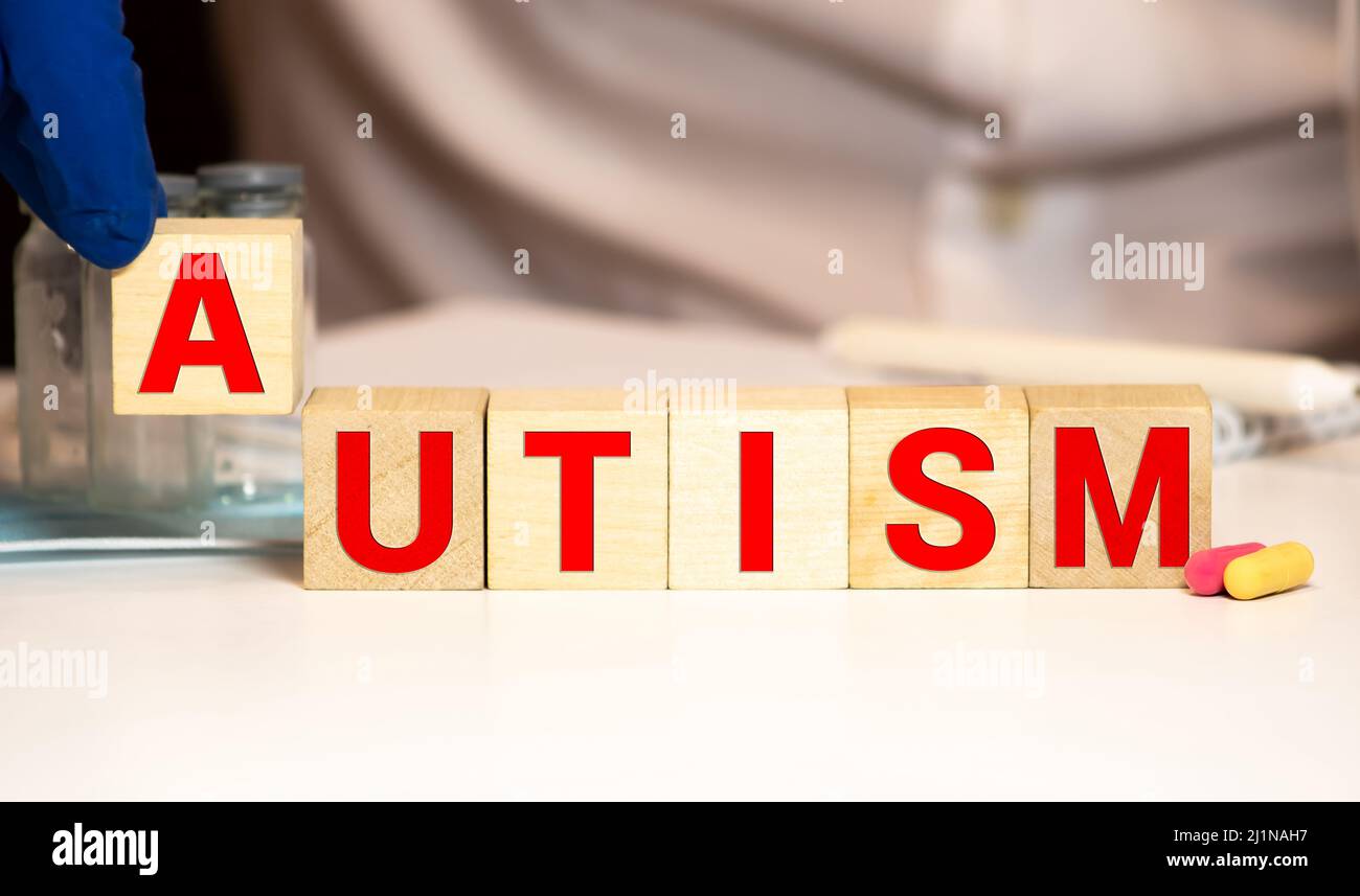 AUTISM word made with building blocks isolated on white Stock Photo Alamy