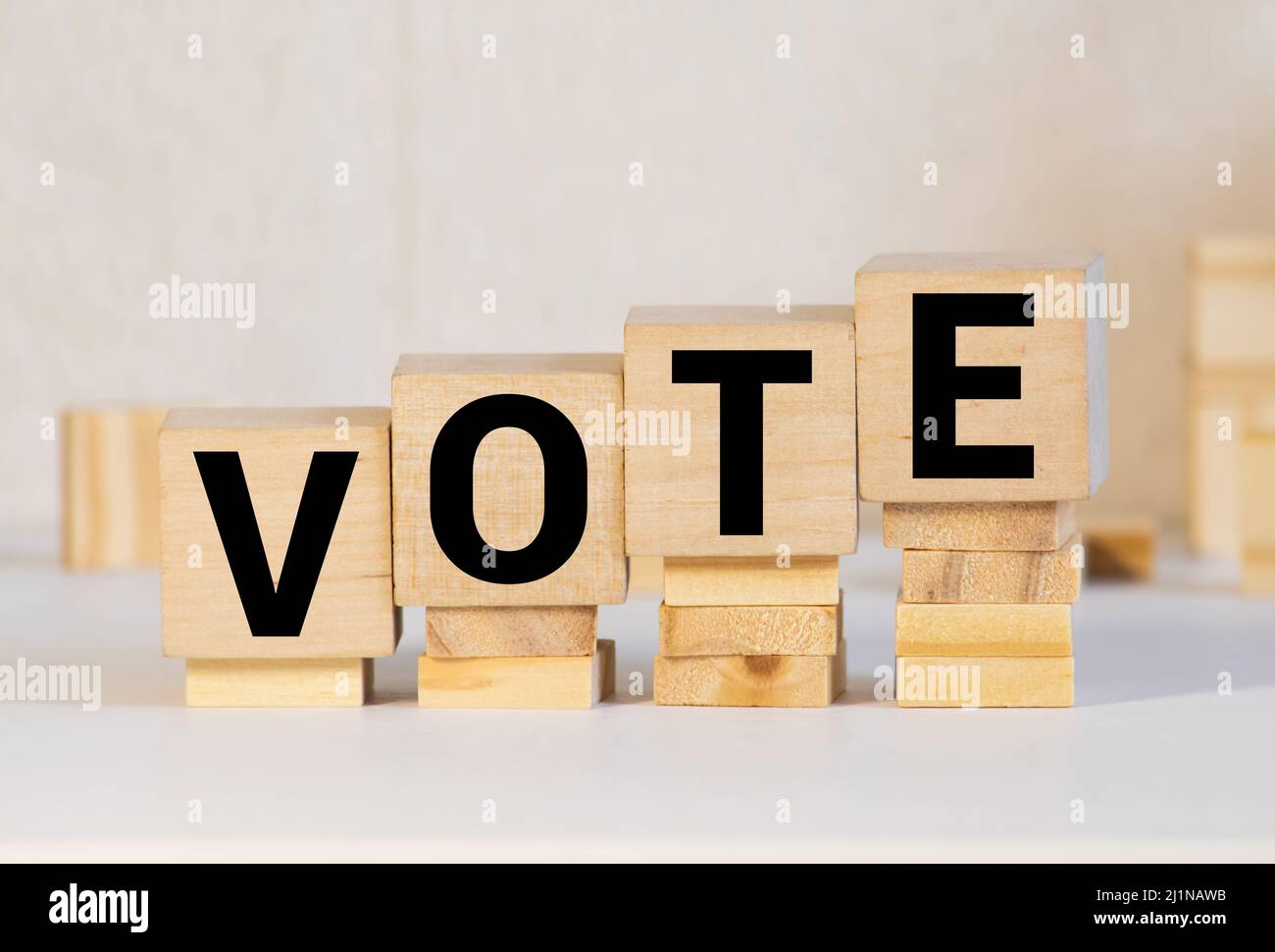 Word blocks vote on white background, concept Stock Photo Alamy