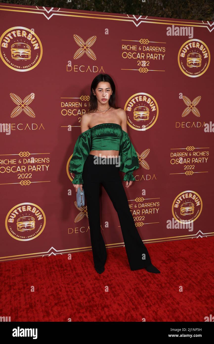 Leah Jiang arrives at Darren Dzienciol and Richie Akiva’s Oscar Party