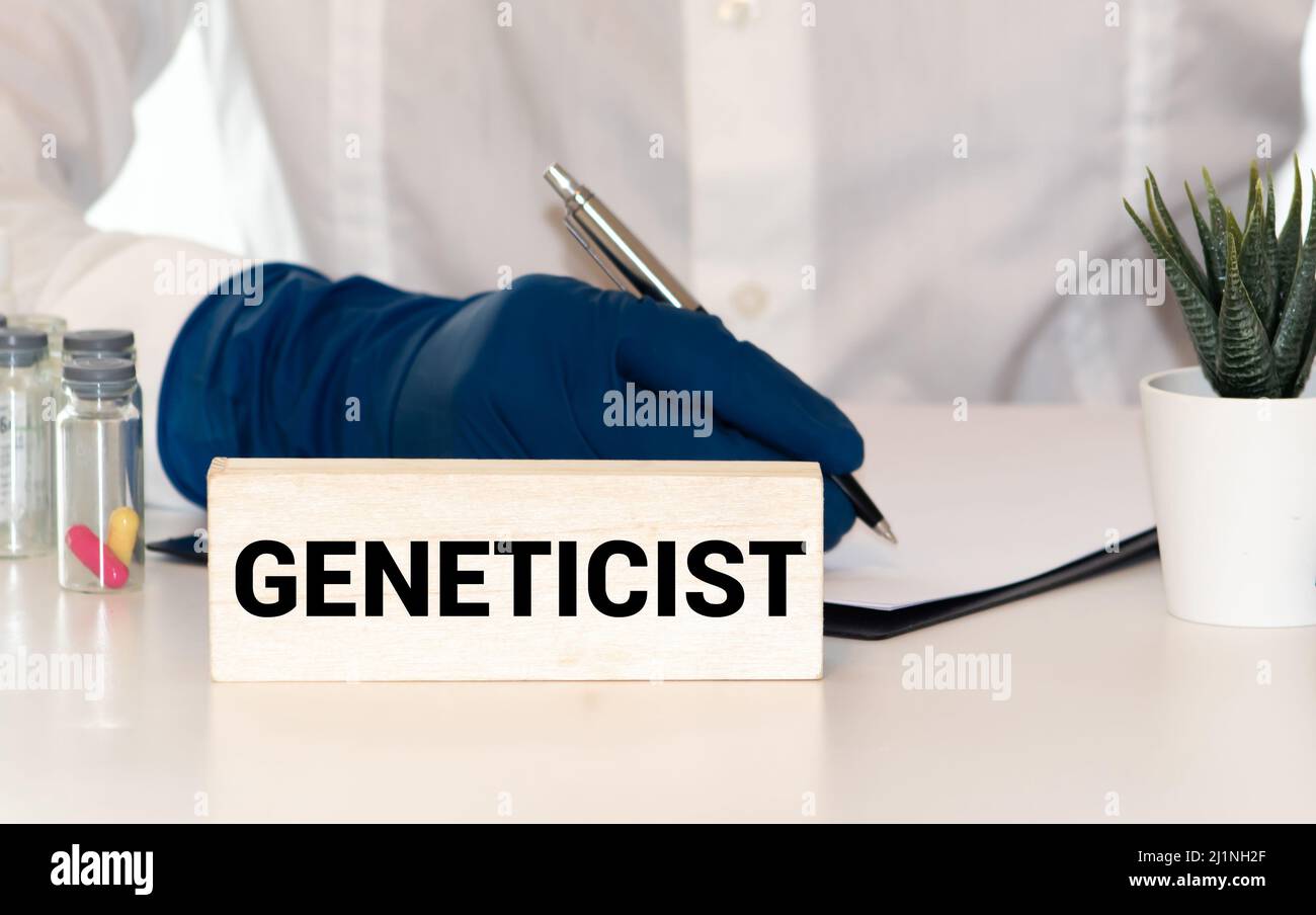 Hand writing Genetics with marker, concept background Stock Photo