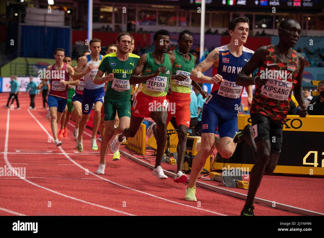 Samuel Tefera and Teddese Lemi of Ethiopia competing in the 1500m final