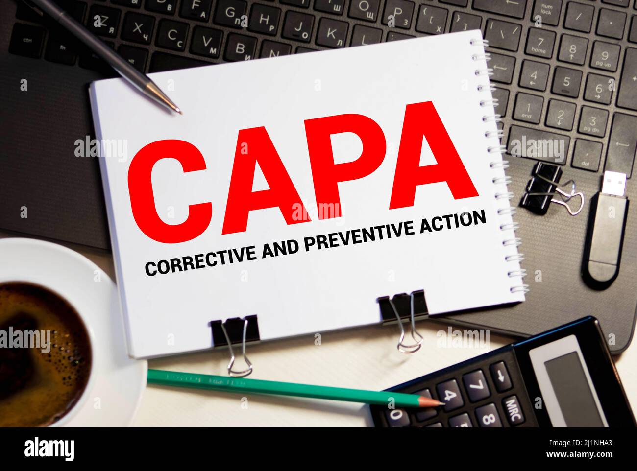Paper with words CAPA Corrective and Preventive action plans Stock Photo