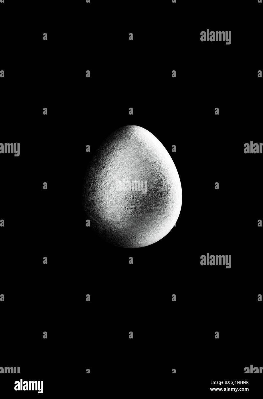 Chocolate easter egg with silver Aluminium foil on black background