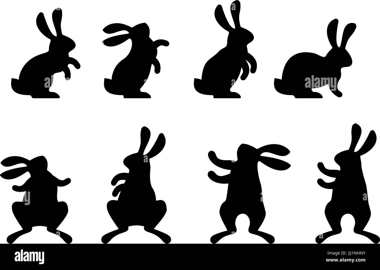 Easter cute rabbit silhouette. Vector cartoon illustration. Stock Vector