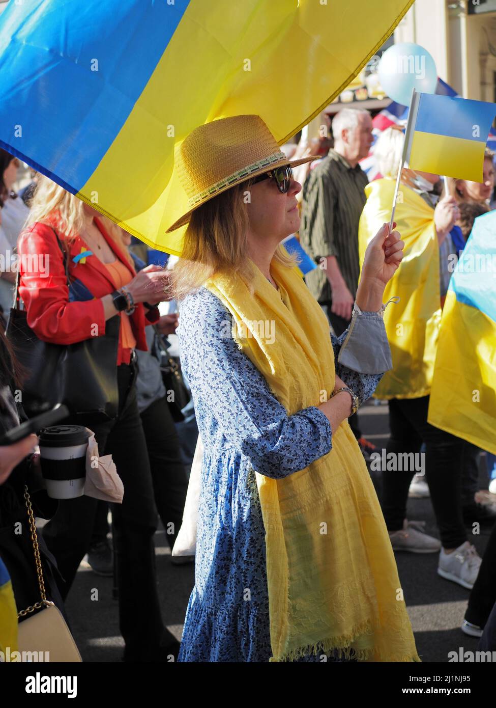 London,UK. 26th Mar 2022. A great march of solidarity with UKRAINE in LONDON.  Mayor of London Sadiq Khan leading the March The 31st day of Russia's invasion of Ukraine. 'The future of Ukraine should not be decided by Putin, but by the people of Ukraine themselves.' #StandWithUkraine #SaveUkraine  Credit: Marcin Libera/Alamy Live News Stock Photo