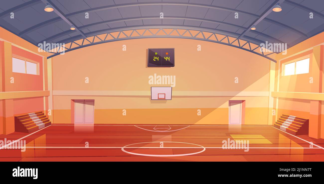 Basketball court interior, sports arena or hall for team games with