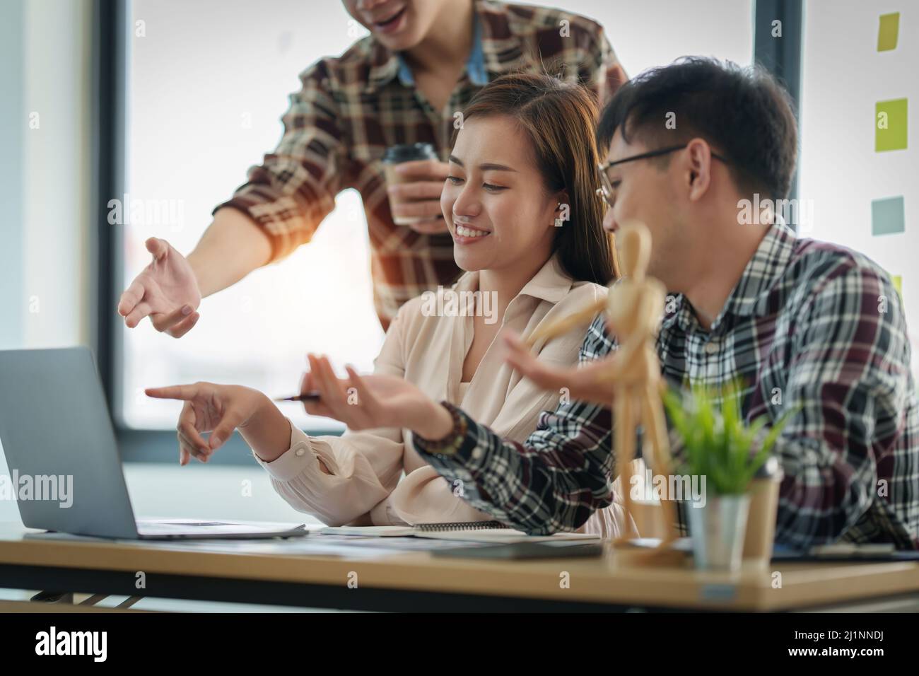 Business team Discussing and brainstorm idea about marketing at casual meeting room. Business consult concept. Stock Photo