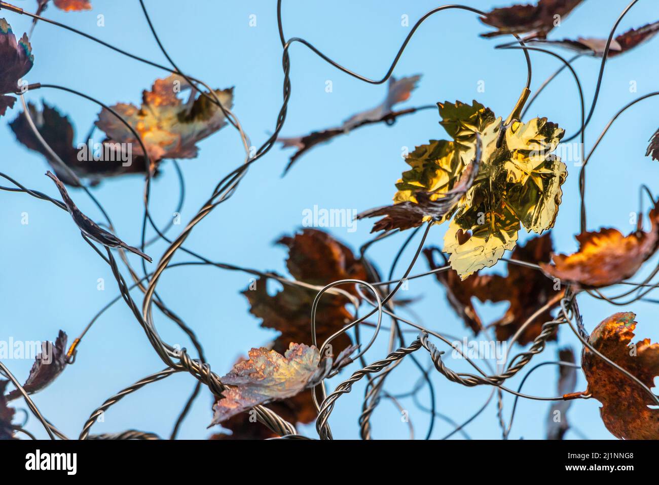 wire sculpture of fairy with copper leaves at Trentham Stoke on Trent