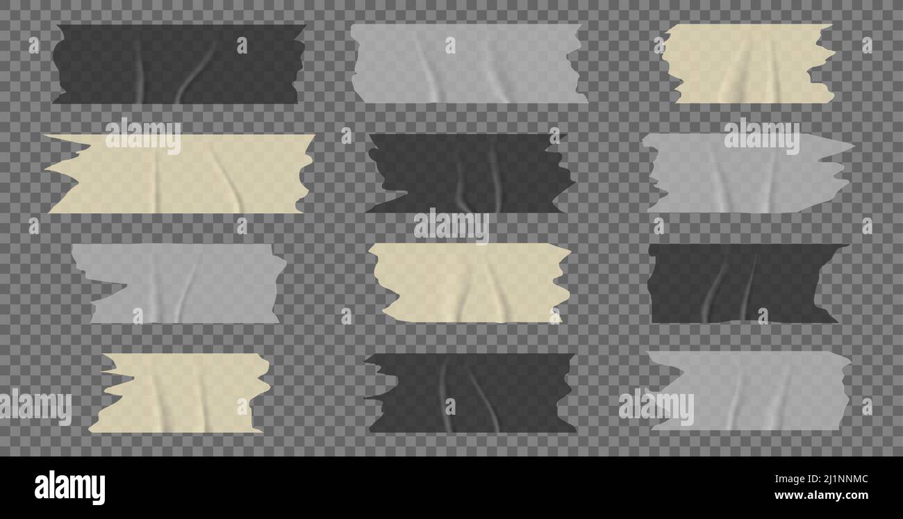 Adhesive tape. Sticky paper strip. Vector realistic scotch tapes Stock