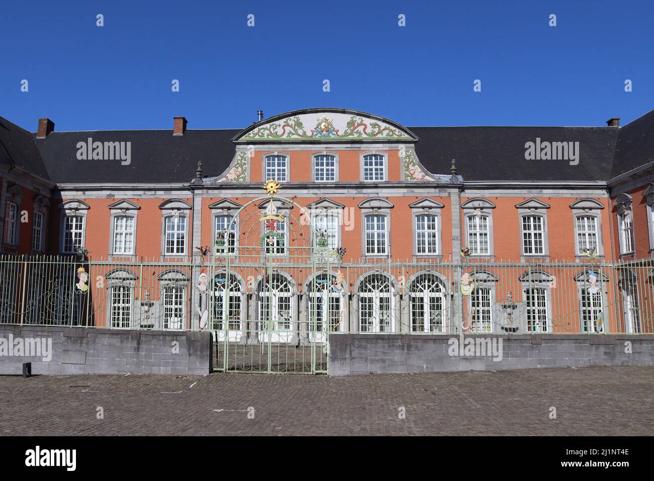 The 18th century buildings of the Abbey Palace (Quartier Abbaital), in Sainte Hubert, Ardennes, Belgium. Now a public building owned by the state. Stock Photo