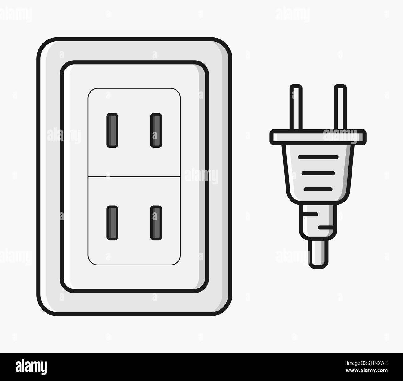 power outlet plug type a vector flat illustration Stock Vector