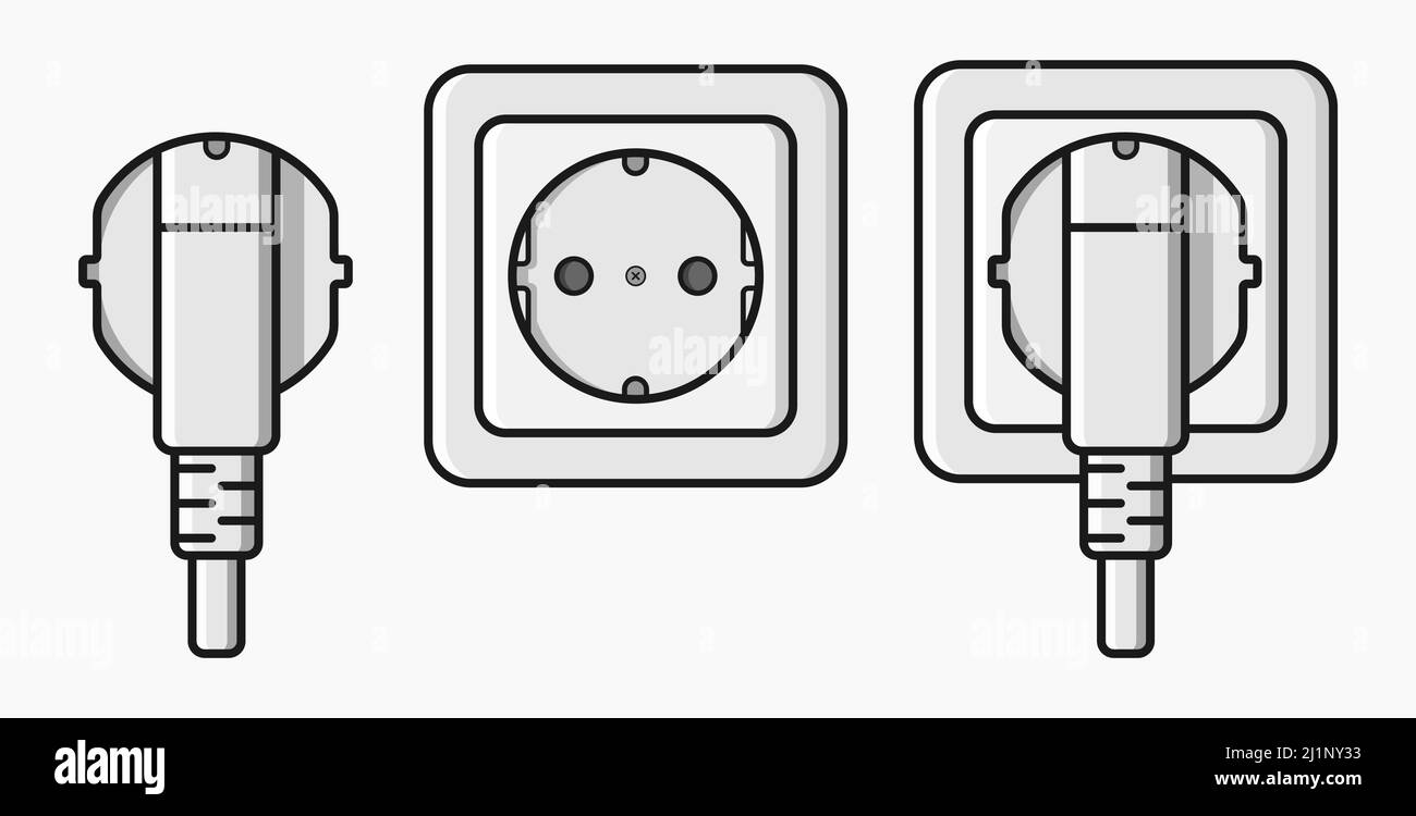 power outlet plug type f vector flat illustration Stock Vector