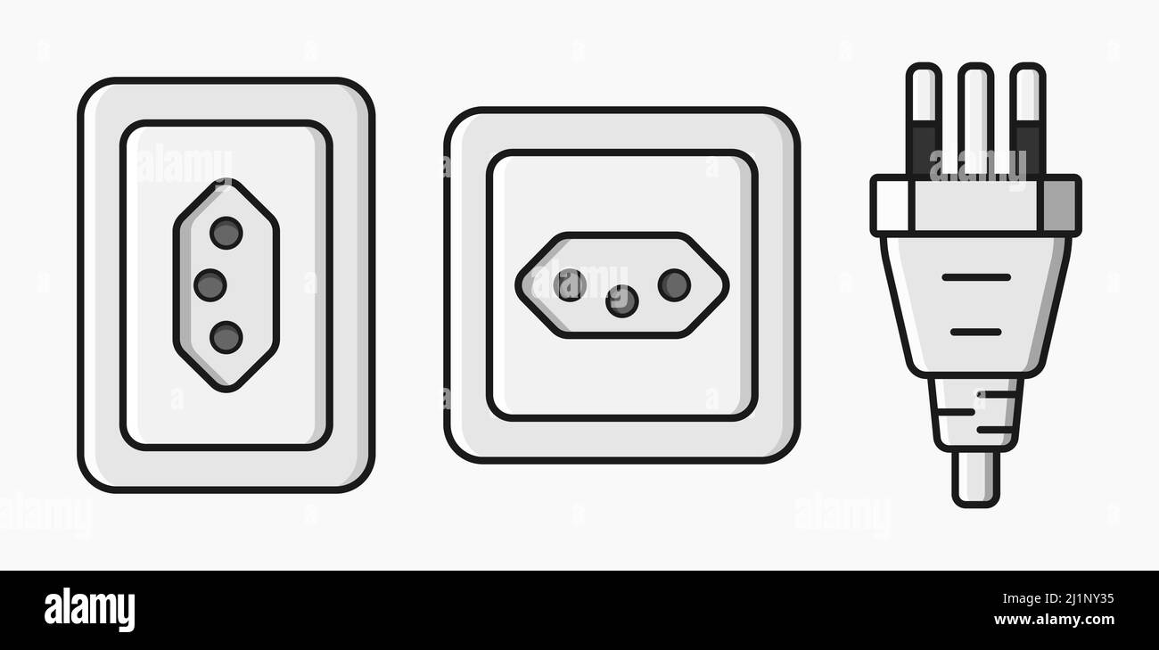 power outlet plug type n vector flat illustration Stock Vector Image