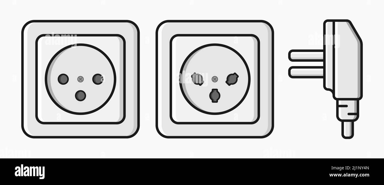 power outlet plug israeli type h vector flat illustration Stock Vector