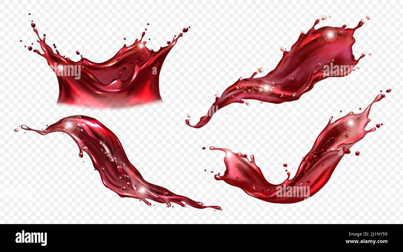 Splash of wine or red juice isolated on transparent background. Vector ...