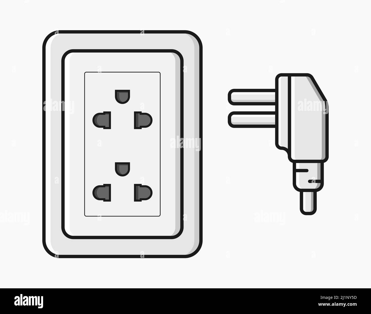 power outlet plug modern thai type o vector flat illustration Stock