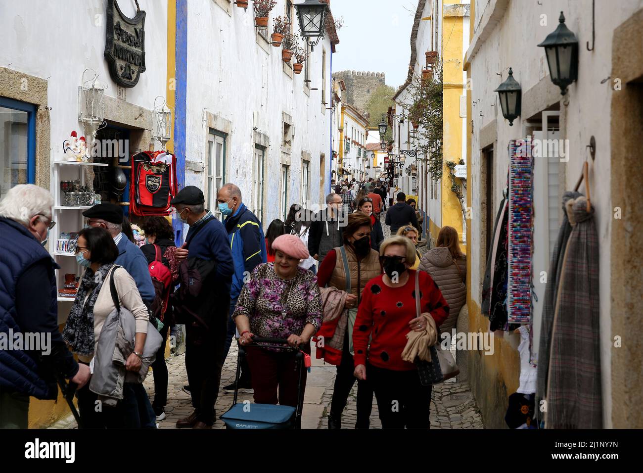 March 26, 2022, Obidos, Portugal People attend the 2022 Obidos