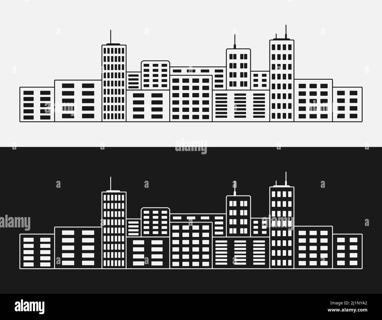 city skyline vector line illustration Stock Vector