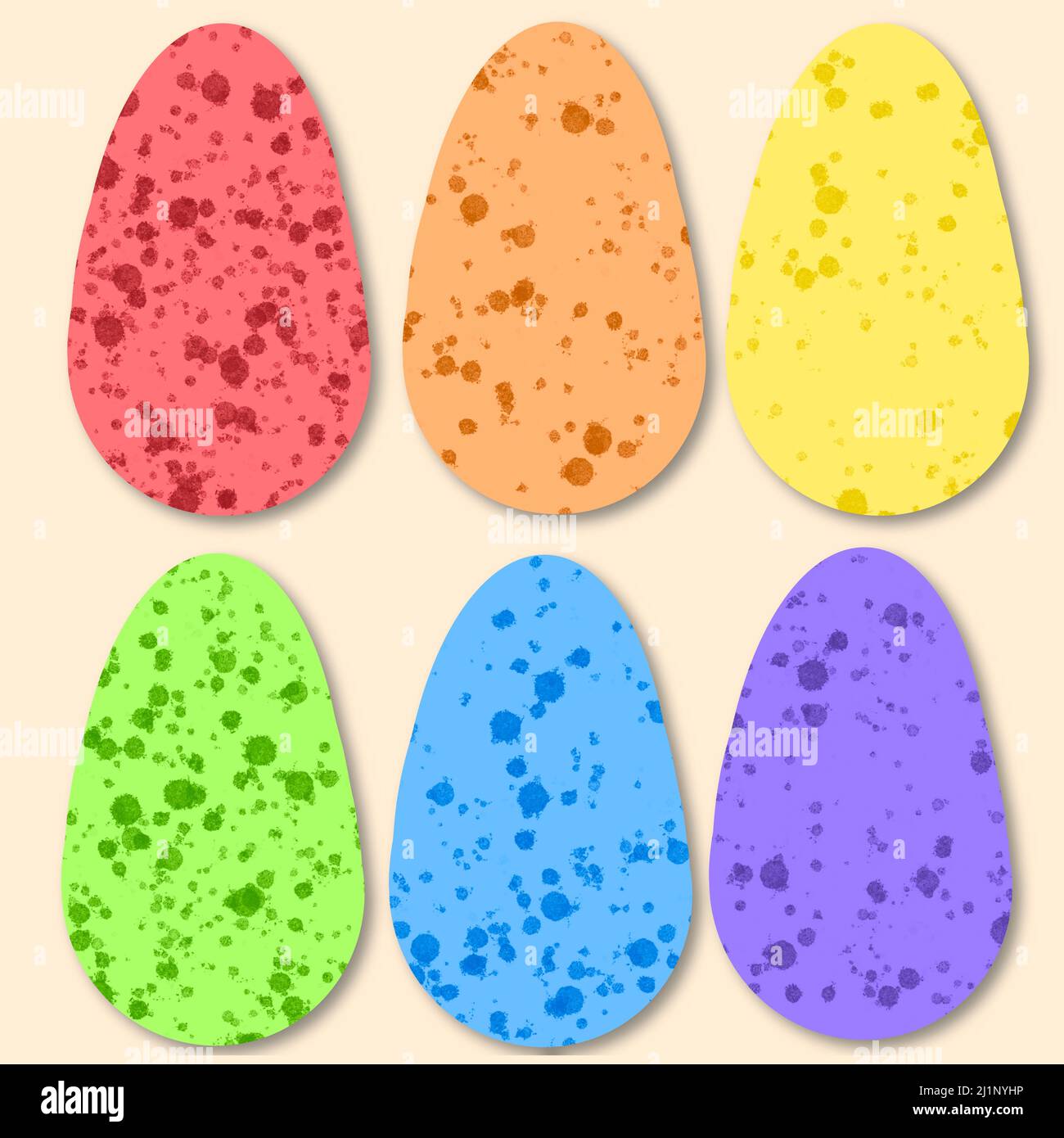 Happy Easter banner. Trendy Easter design with typography, hand painted strokes and dots, eggs, bunny ears, in pastel colors. Modern minimal style. Ho Stock Photo