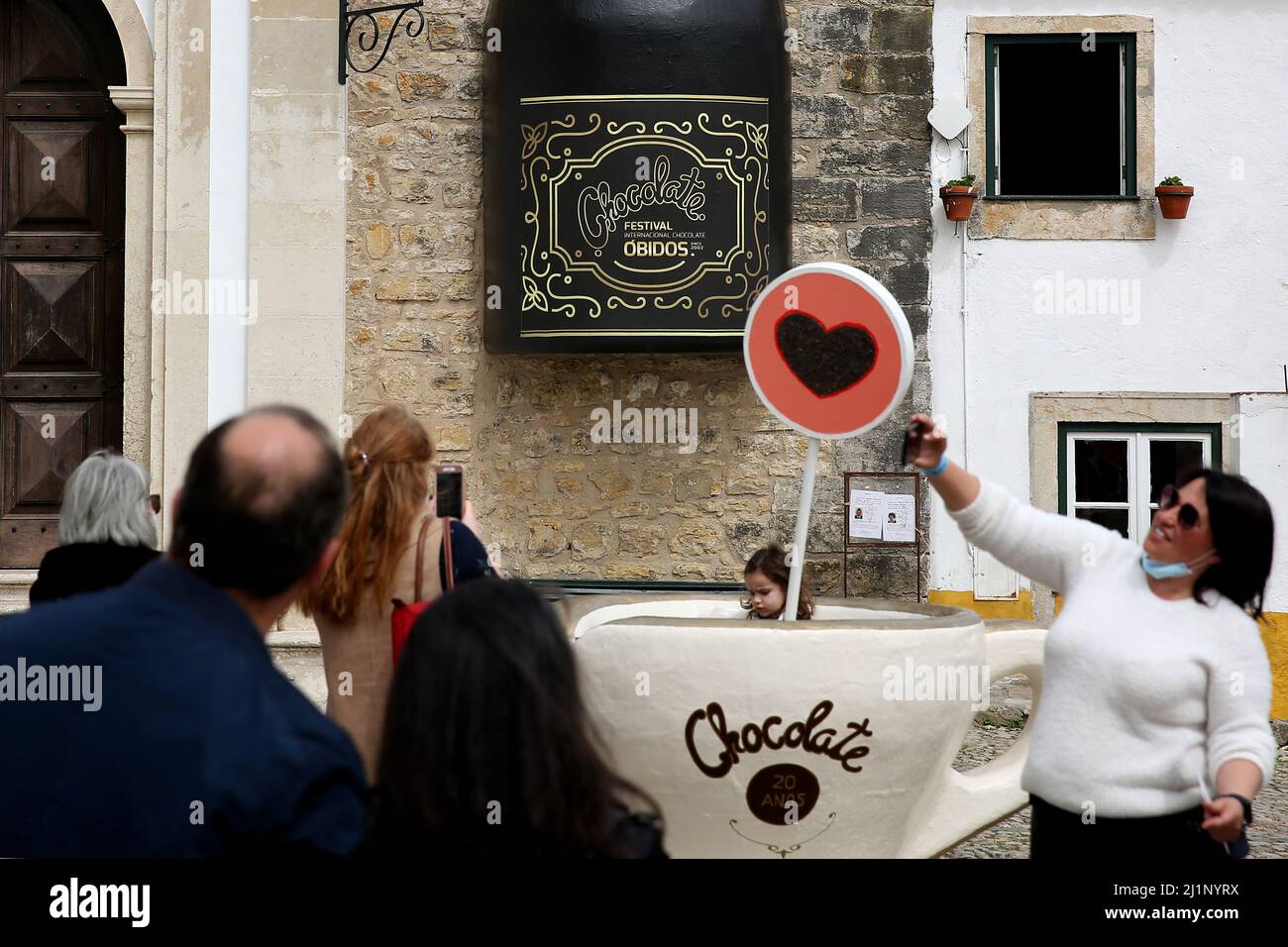 March 26, 2022, Obidos, Portugal People attend the 2022 Obidos