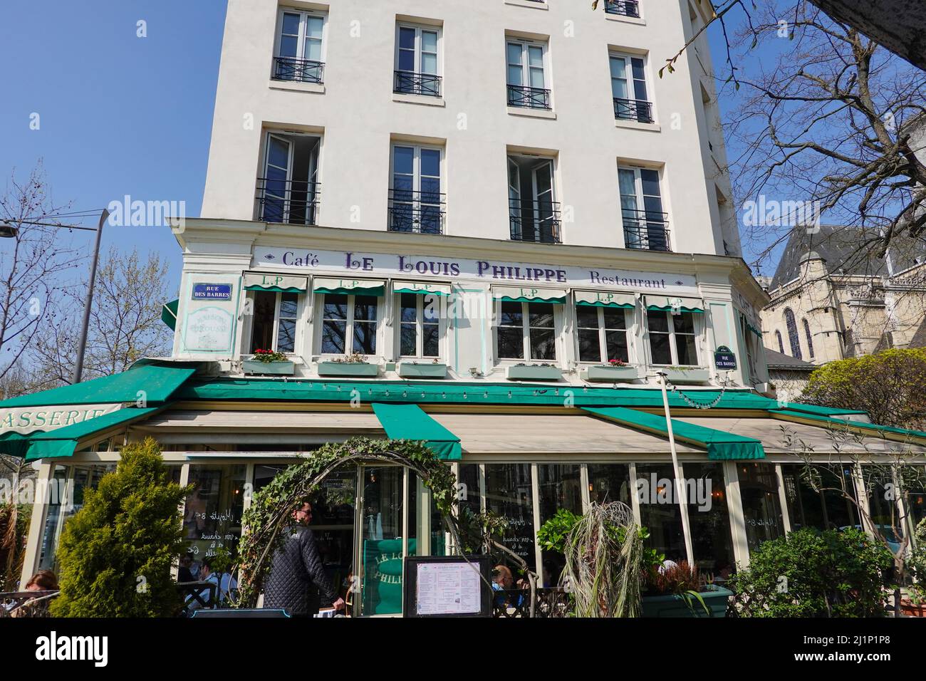 Café Le Louis Philippe in the 4th Arrondissement, Paris, France. Stock Photo