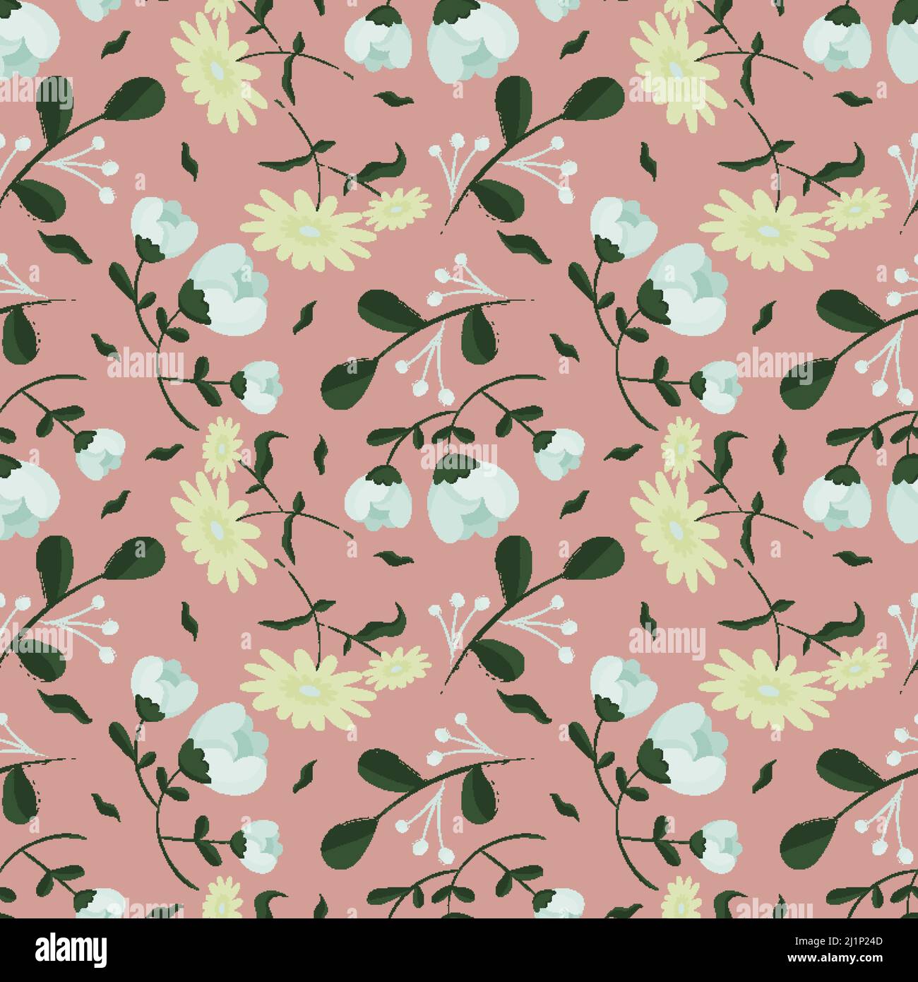 Hand drawn floral flower pattern. Vector illustration Stock Vector