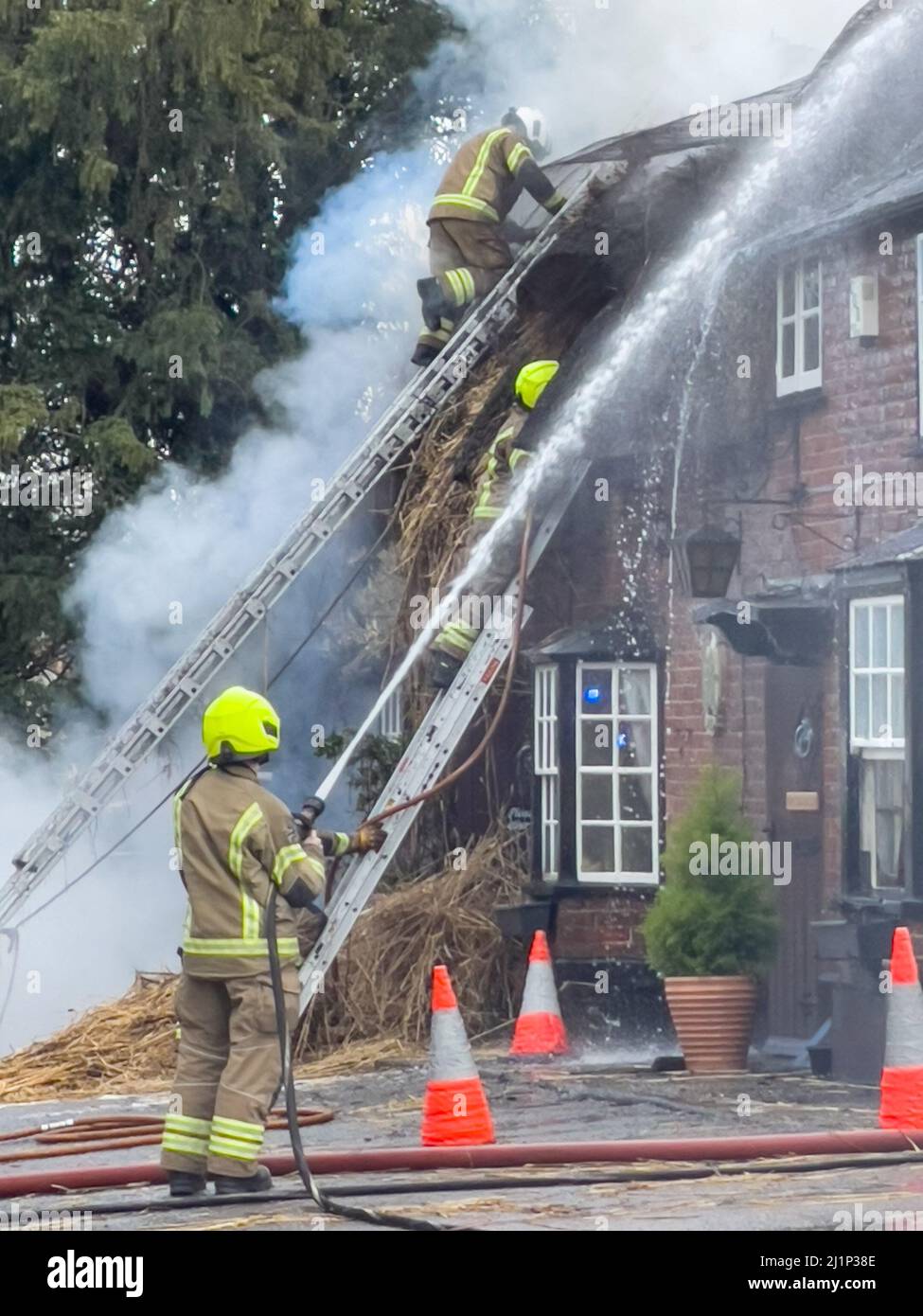 Saffron Walden, UK. 27th Mar, 2022. Fire today destroyed the famous AXE