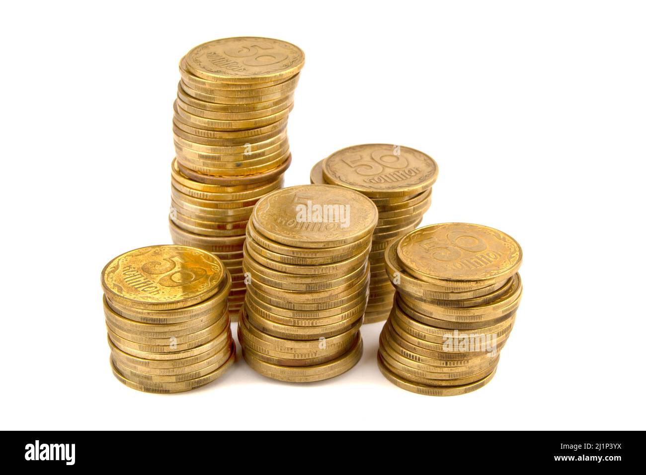 Ukrainian coin stack isolated on white background Stock Photo - Alamy