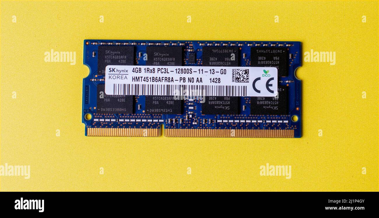 computer laptop memory against a yellow background Stock Photo Alamy