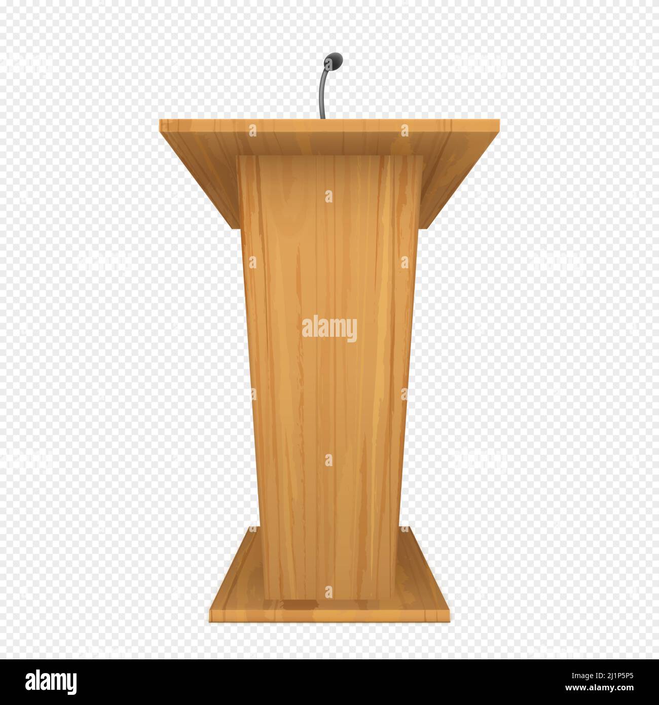 Wooden podium or pulpit with microphone for speaker on conference