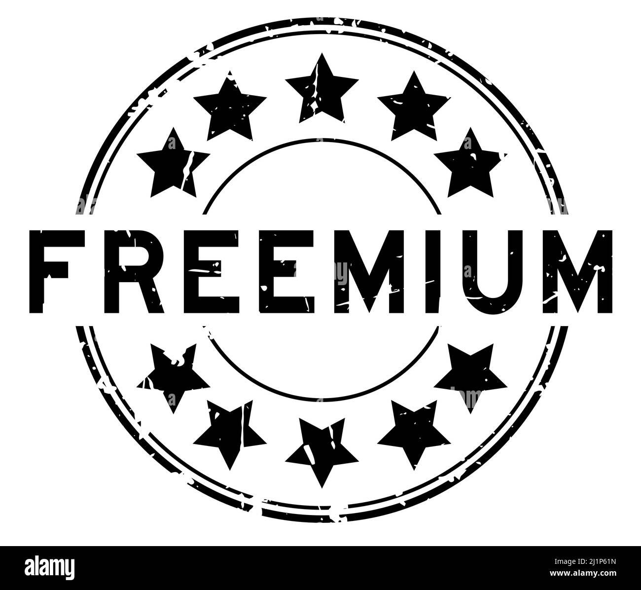 Grunge black freemium word with star icon round rubber seal stamp on ...