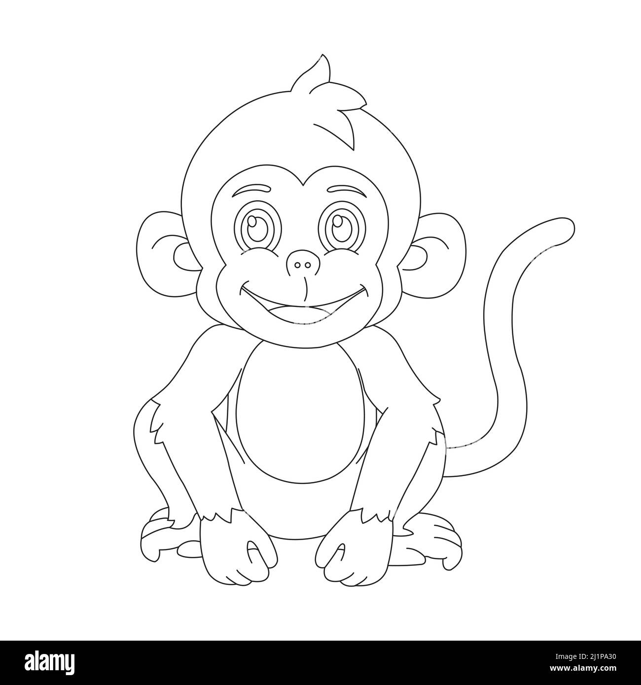 Cute little monkey outline coloring page for kids animal coloring book  cartoon vector illustration Stock Vector Image & Art - Alamy