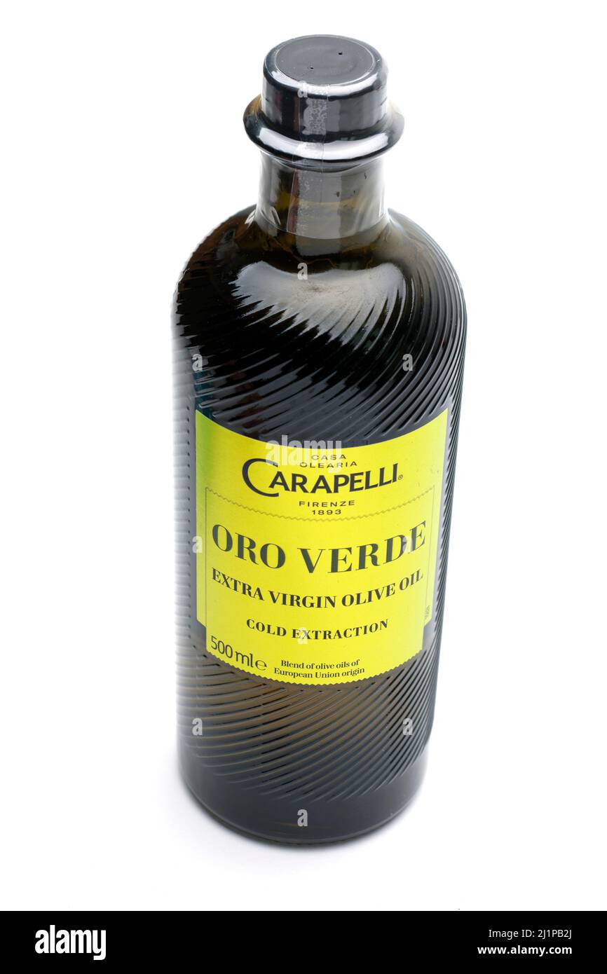 500 ml Bottle of Carapelli  Extra Virgi Olive Oil Stock Photo