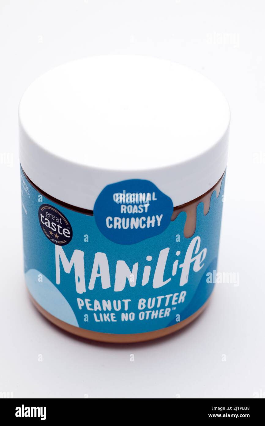 Jar of Manilife Crunchy Peanut Butter Stock Photo