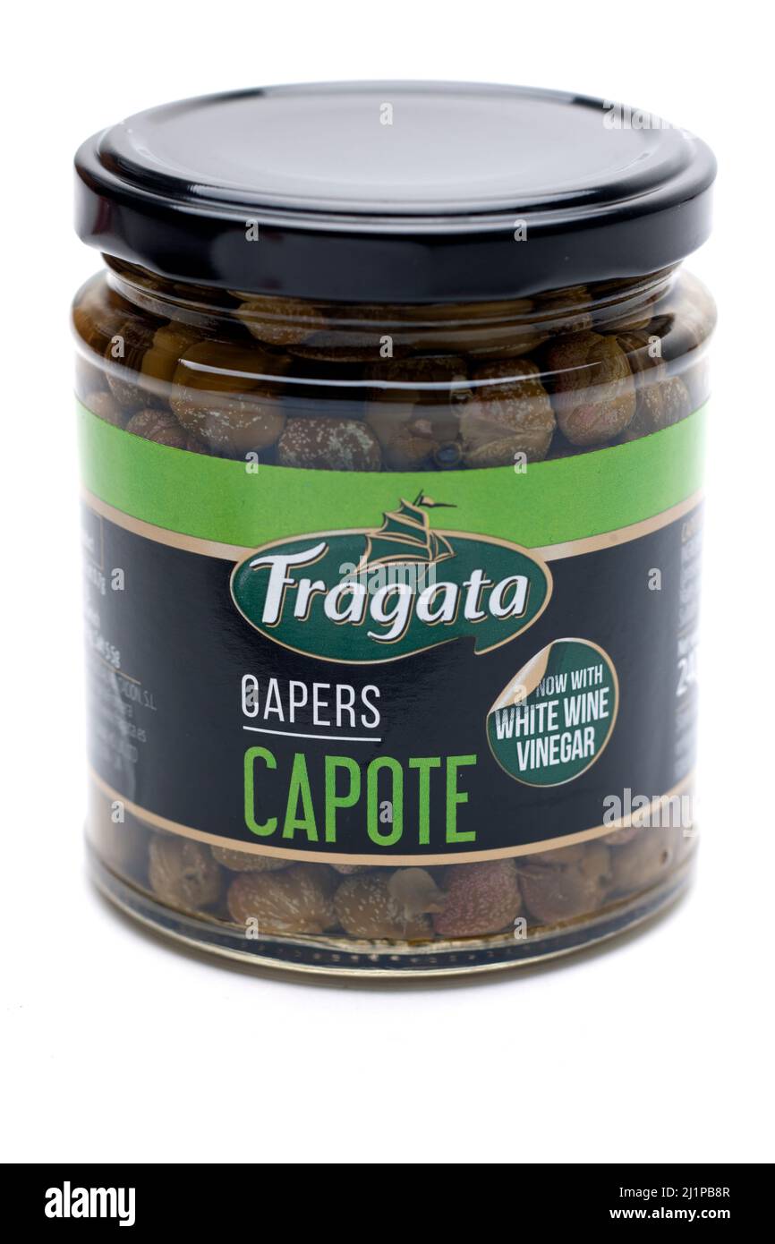 Jar of Fragata capers Stock Photo