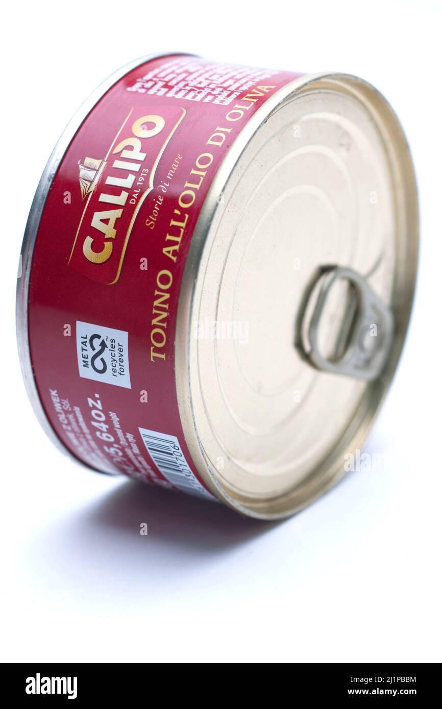 Tin of Callipo Tuna in Olive Oil Stock Photo